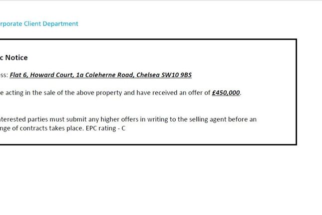 Coleherne Road, London, SW10 2 bed flat for sale